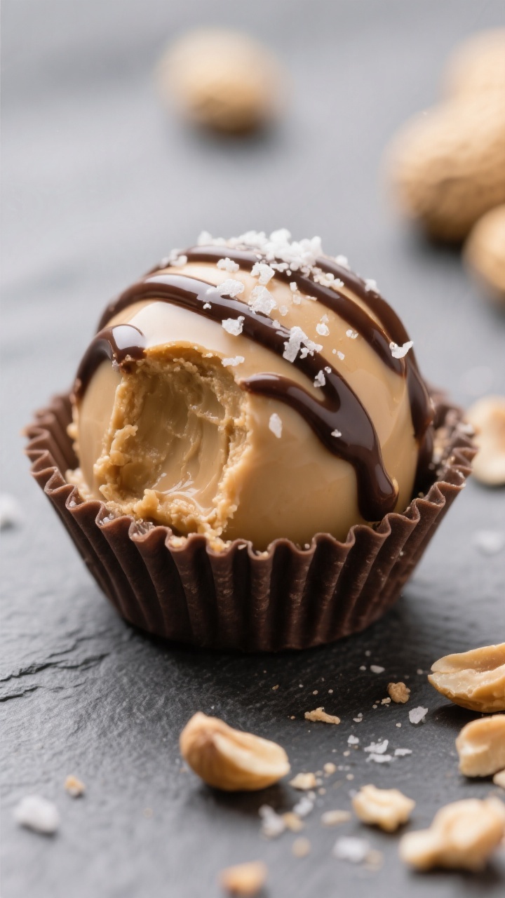 Close-up detail: A creamy Keto Peanut Butter Fat Bomb just out of the silicone mini muffin mold, sur