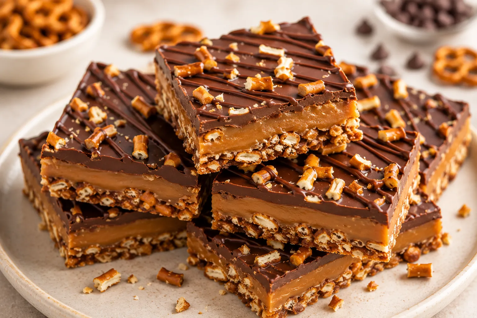 Caramel Pretzel Bars