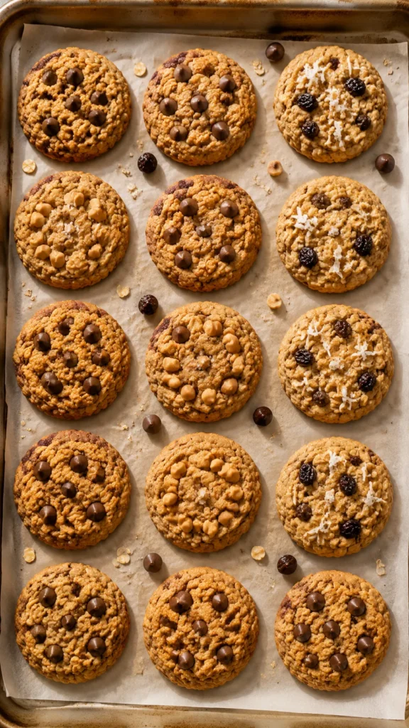 Overhead shot of a no-sugar oatmeal cookies