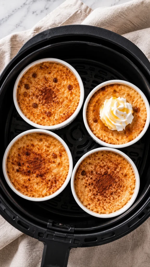Overhead shot of rice puddings