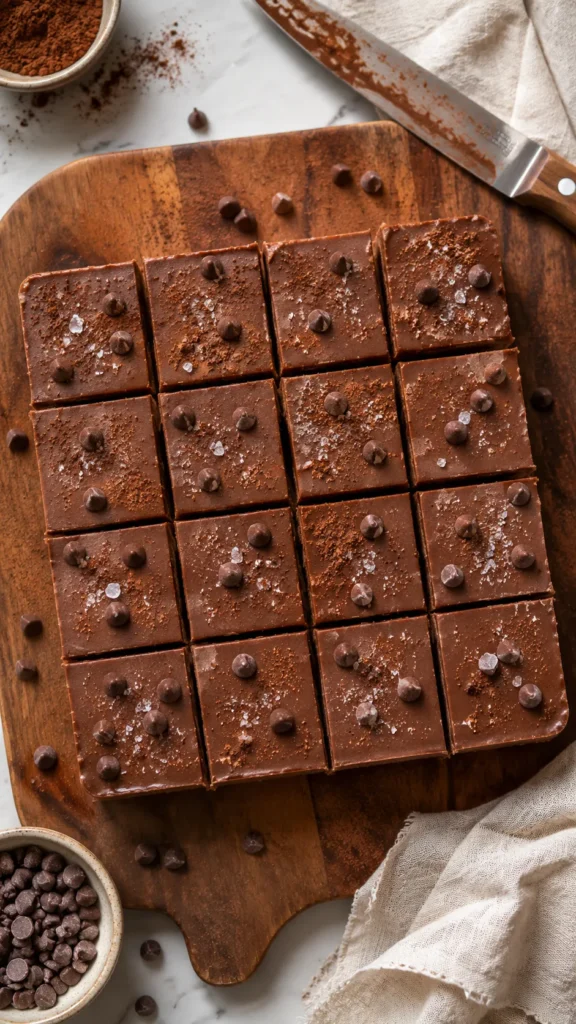 Overhead shot of the fully set protein fudge