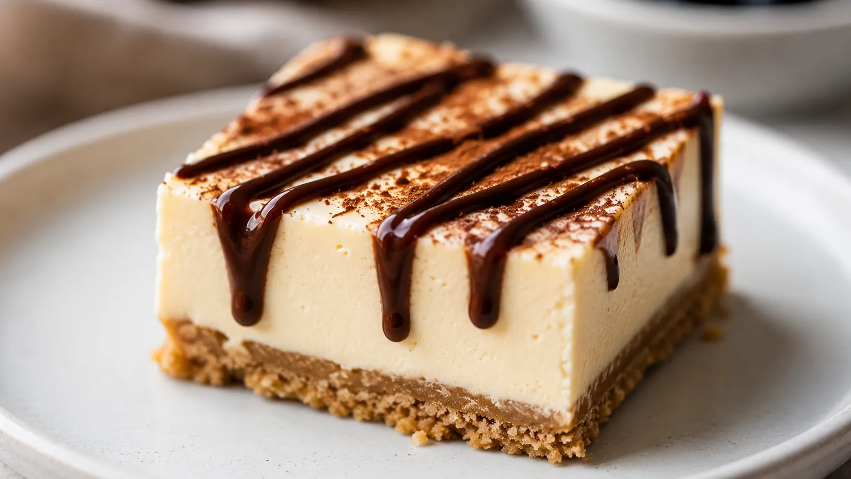Protein Cheesecake Bars with chocolate drip
