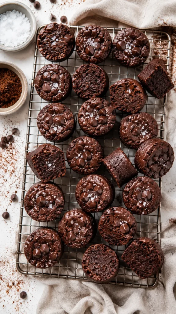 cooling rack filled with keto brownie bites