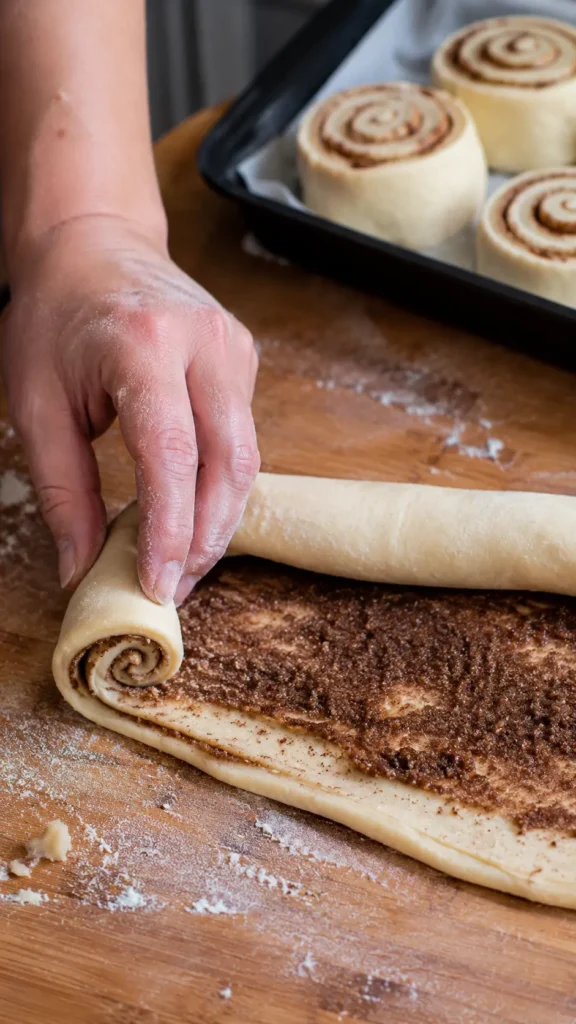 making the cinamon rolls