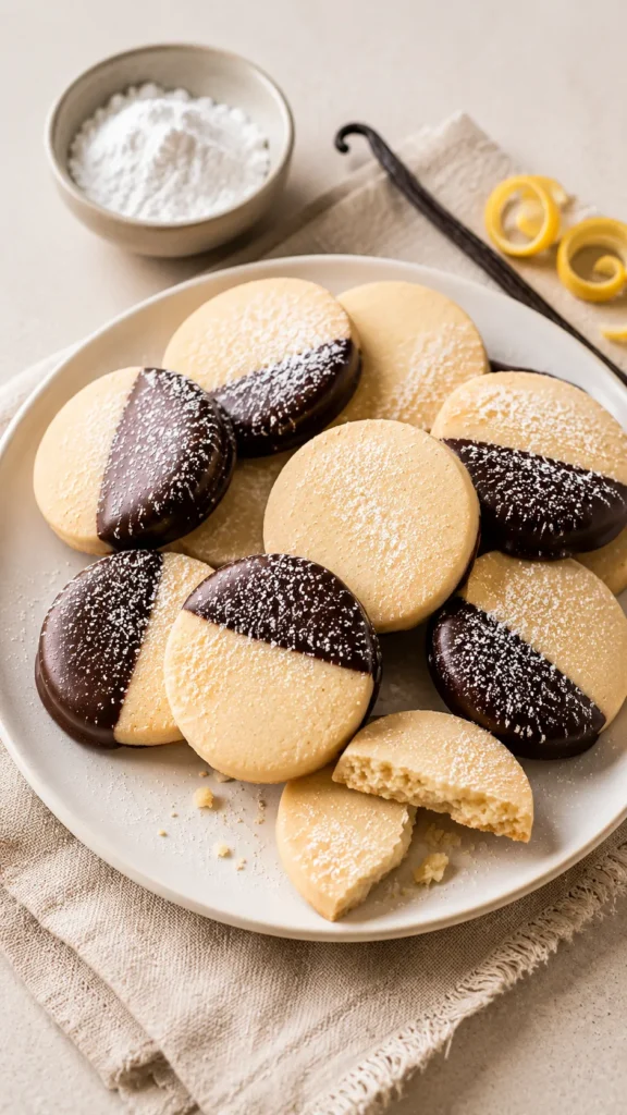 plate of finished keto shortbread cookies