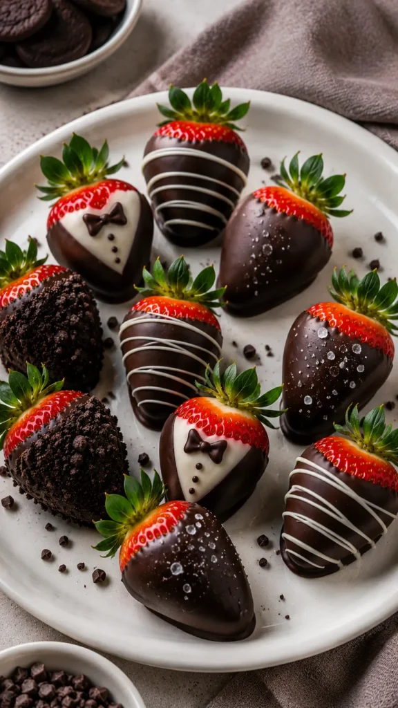 platter of assorted chocolate-covered strawberries
