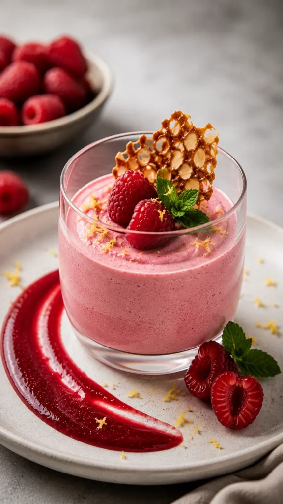 raspberry mousse in the glass