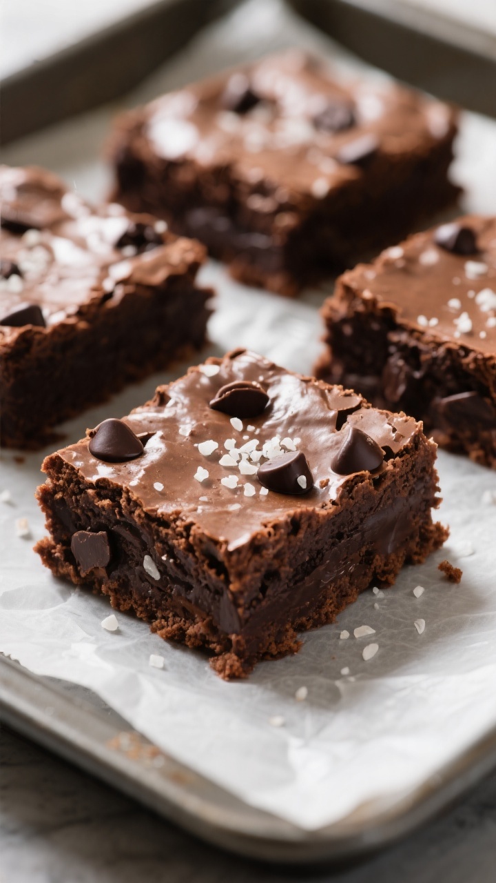 Close-up detail: Freshly baked high-protein brownies just out of the pan, edge pieces with set, slig