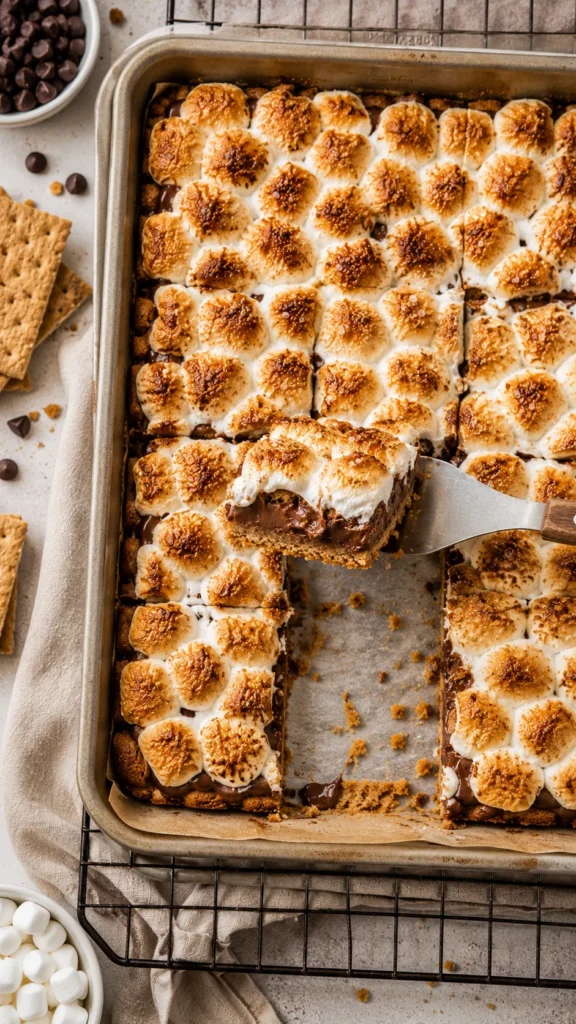 spatula lifting smores bar