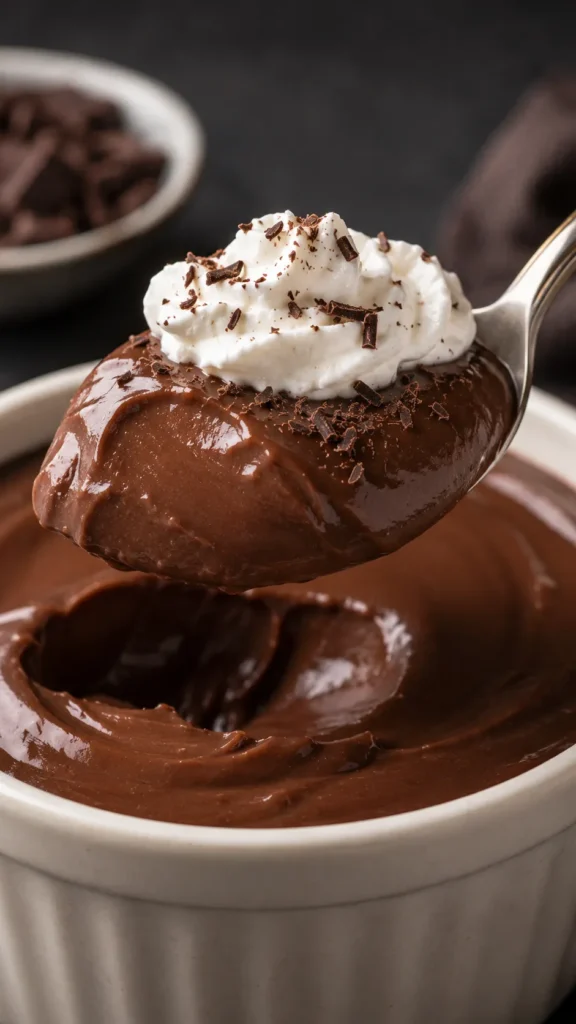 spoonful of keto chocolate pudding