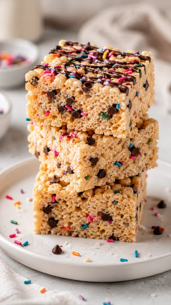 stack of three Rice Krispie squares