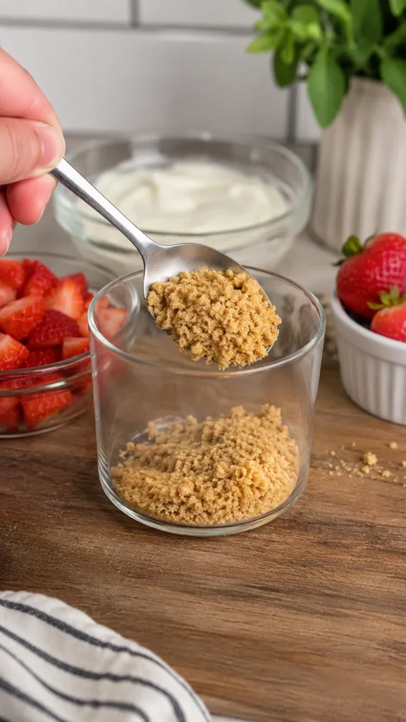 strawberry cheese cake layer on the cup