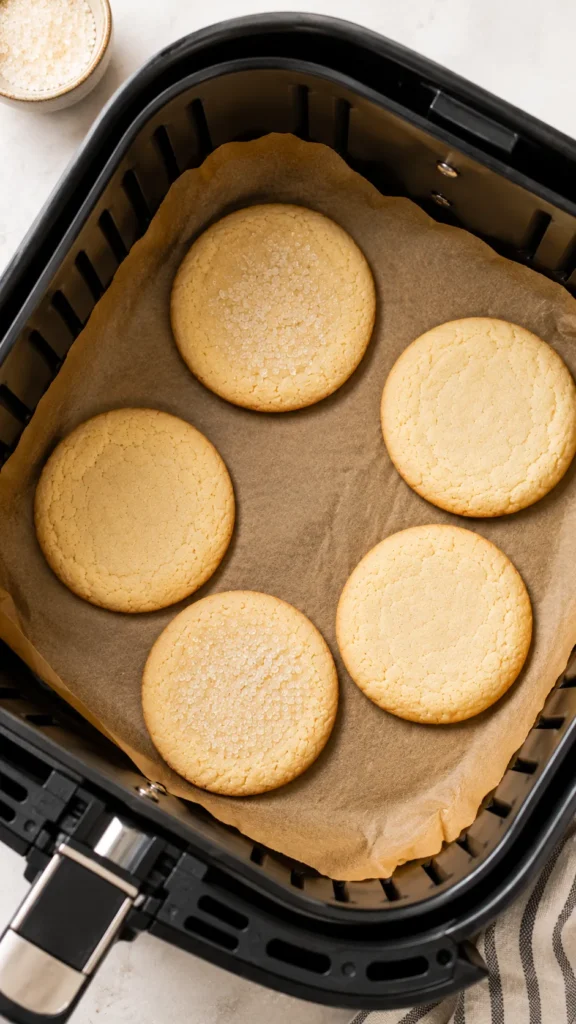 top view of  air fryer baked sugar cookies